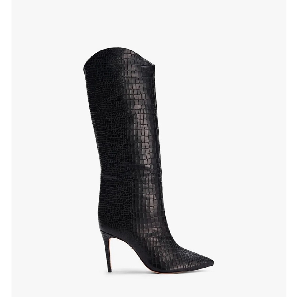SCHUTZ Maryana Crocodile-Embossed Leather Boot SIZE9